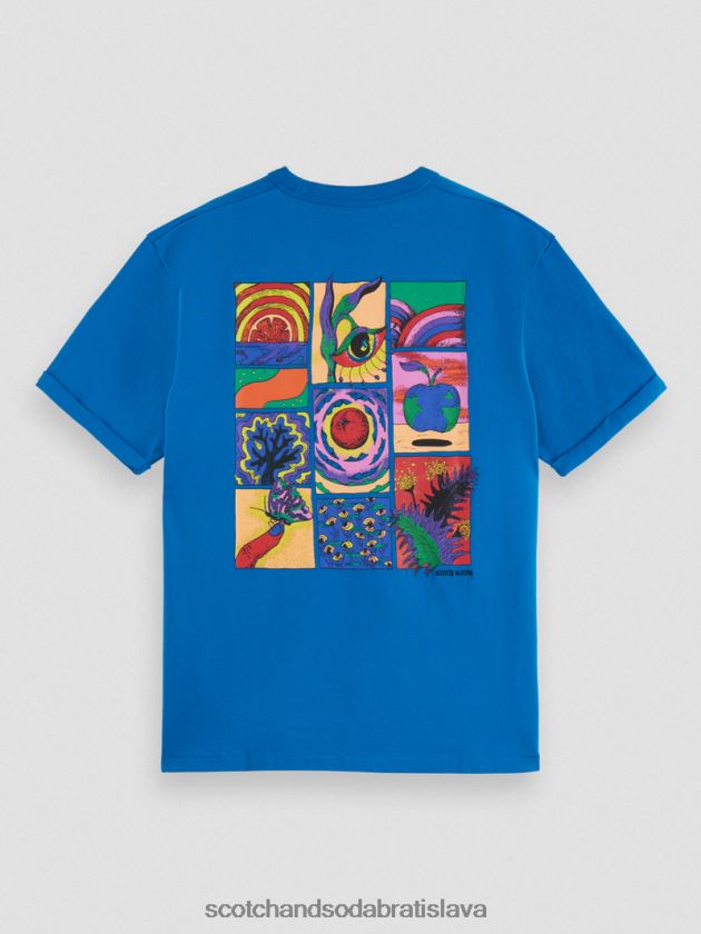 muži oblečenie dúhovka modrá Scotch & Soda organické umelecké tričko uvoľneného strihu 4ZV00D360