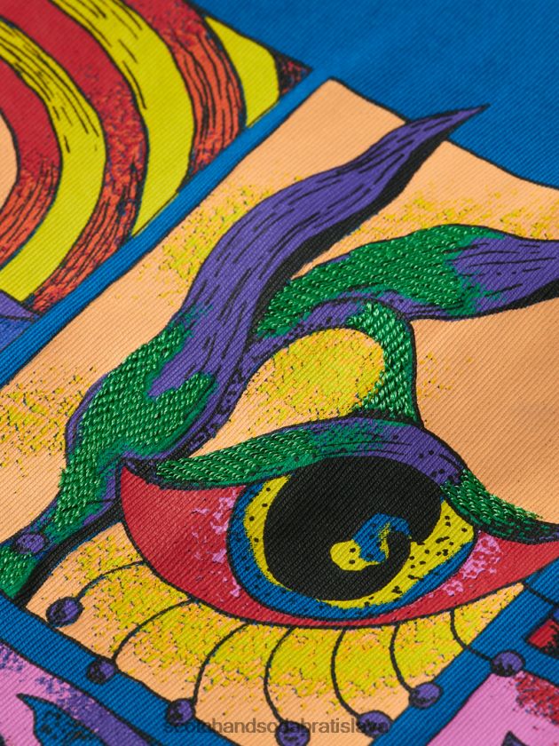 muži oblečenie dúhovka modrá Scotch & Soda organické umelecké tričko uvoľneného strihu 4ZV00D360