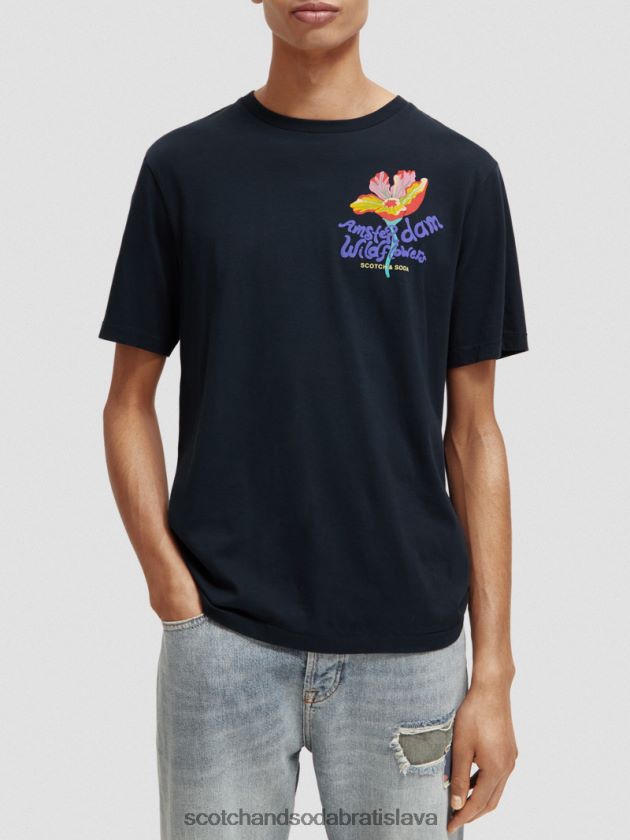 muži oblečenie čierna Scotch & Soda artwork tričko s výstrihom 4ZV00D380