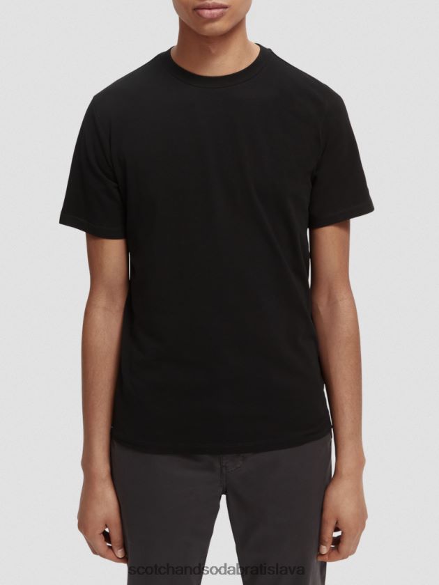 muži oblečenie čierna Scotch & Soda tričko s výstrihom z organickej bavlny 4ZV00D443