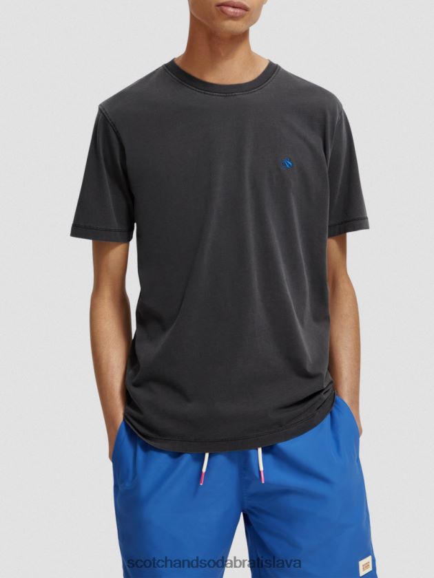 muži oblečenie čierna Scotch & Soda zafarbené tričko bežného strihu 4ZV00D430