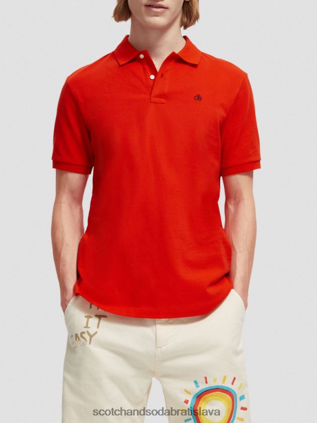 muži oblečenie čili červená Scotch & Soda Pique polo z organickej bavlny 4ZV00D463