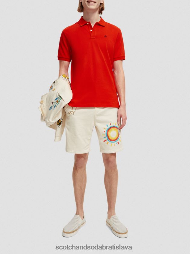 muži oblečenie čili červená Scotch & Soda Pique polo z organickej bavlny 4ZV00D463