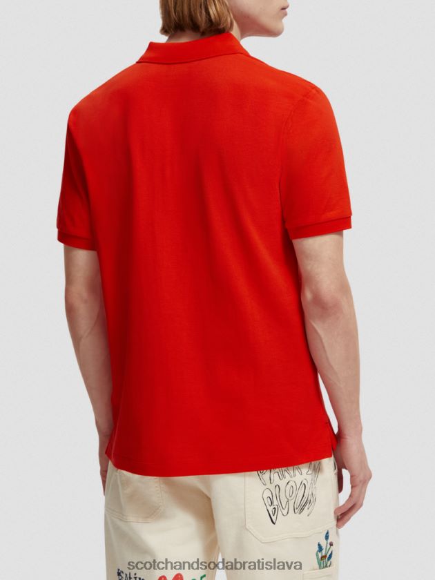 muži oblečenie čili červená Scotch & Soda Pique polo z organickej bavlny 4ZV00D463