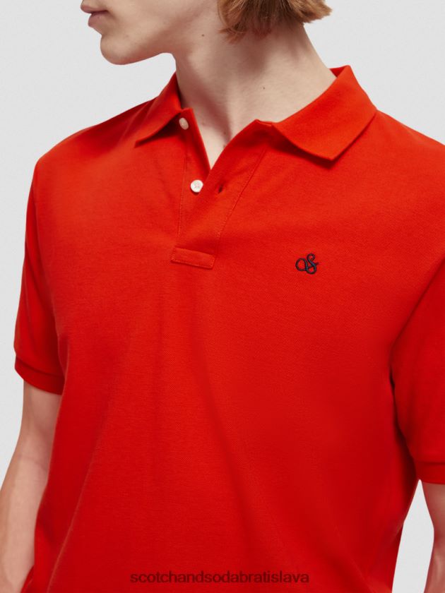 muži oblečenie čili červená Scotch & Soda Pique polo z organickej bavlny 4ZV00D463