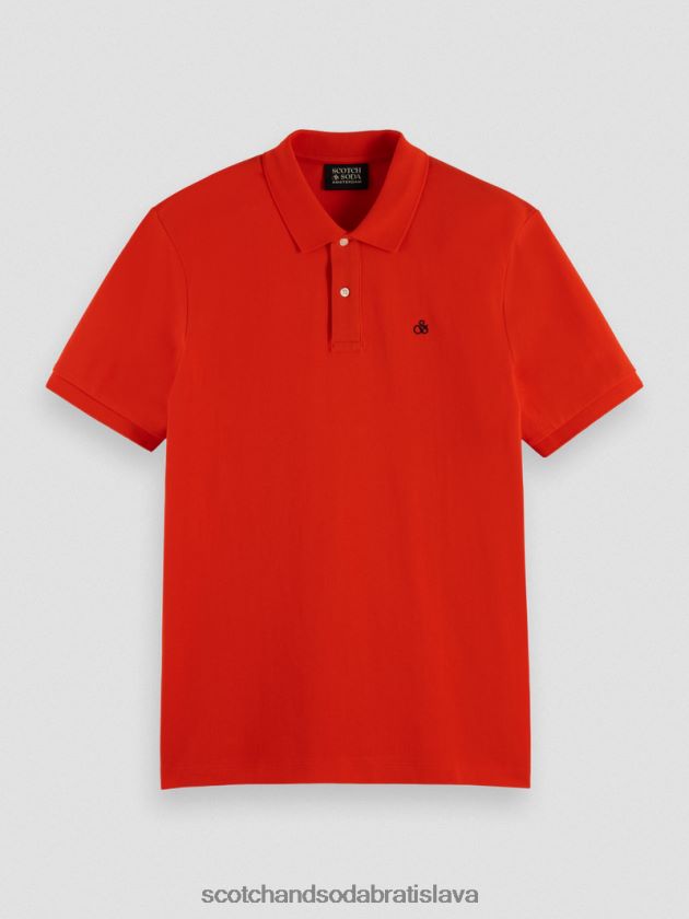 muži oblečenie čili červená Scotch & Soda Pique polo z organickej bavlny 4ZV00D463