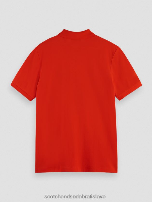 muži oblečenie čili červená Scotch & Soda Pique polo z organickej bavlny 4ZV00D463