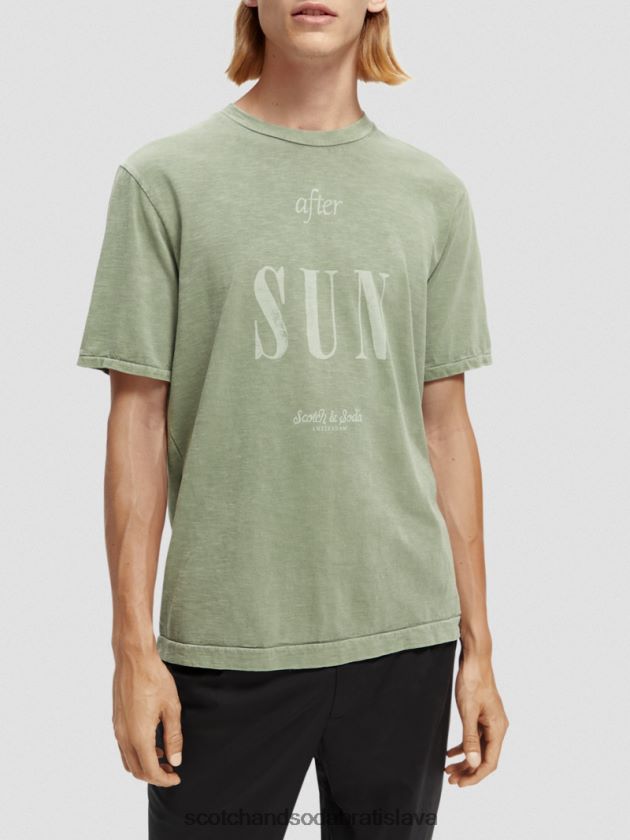 muži oblečenie kaki Scotch & Soda organické džersejové umelecké tričko 4ZV00D365