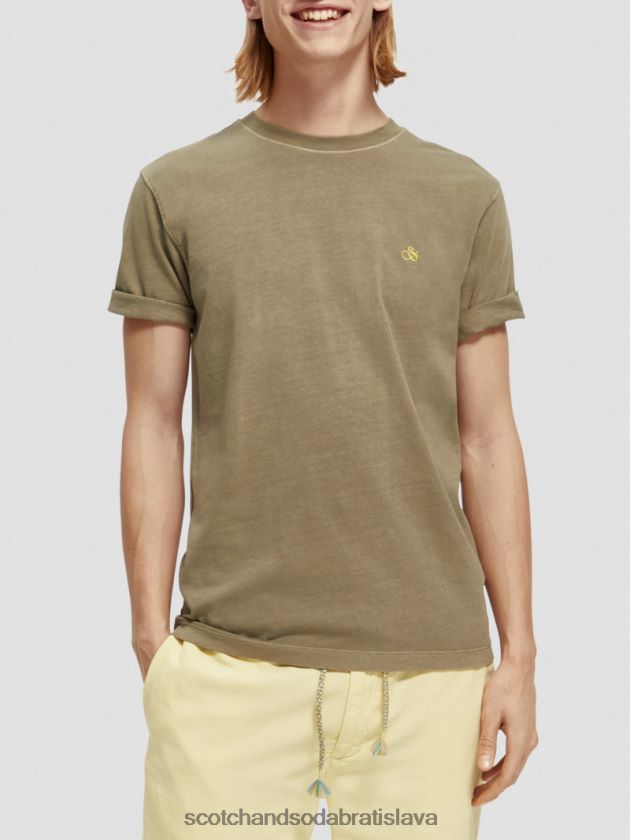 muži oblečenie kaki Scotch & Soda zafarbené tričko bežného strihu 4ZV00D429
