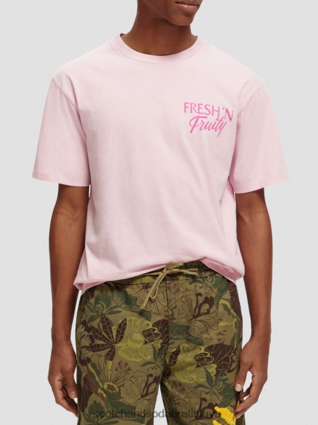 muži oblečenie kamenná ružová Scotch & Soda tričko s grafikou uvoľneného strihu 4ZV00D455