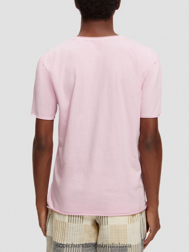 muži oblečenie kamenná ružová Scotch & Soda uvoľnené tričko so syrovým okrajom 4ZV00D387