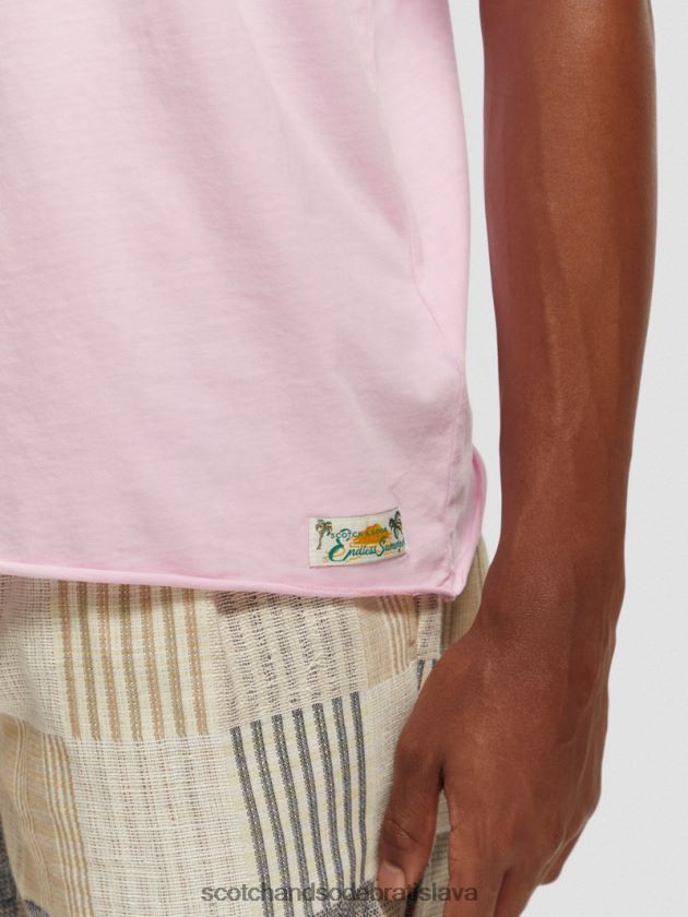muži oblečenie kamenná ružová Scotch & Soda uvoľnené tričko so syrovým okrajom 4ZV00D387
