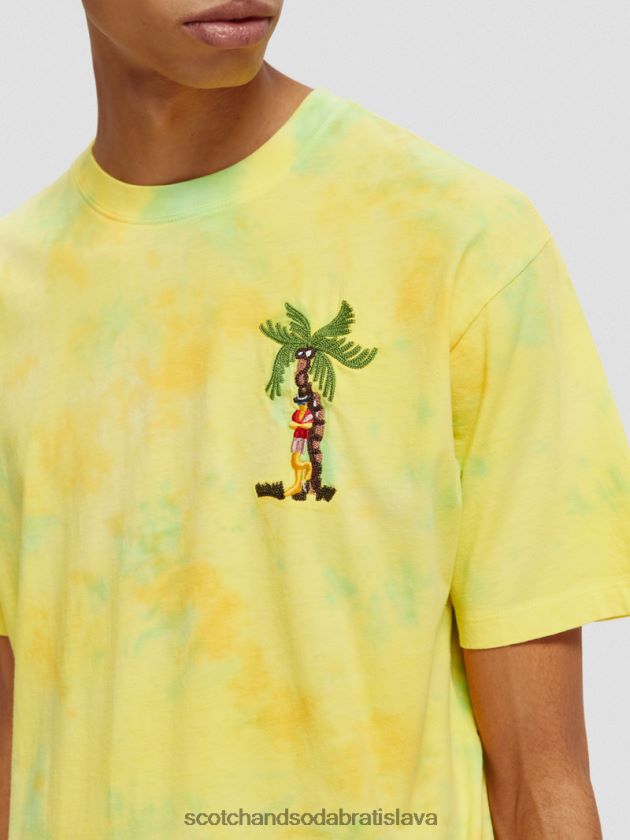 muži oblečenie žltá farba na kravaty Scotch & Soda vyšívané tričko s vyšívaným motívom 4ZV00D438