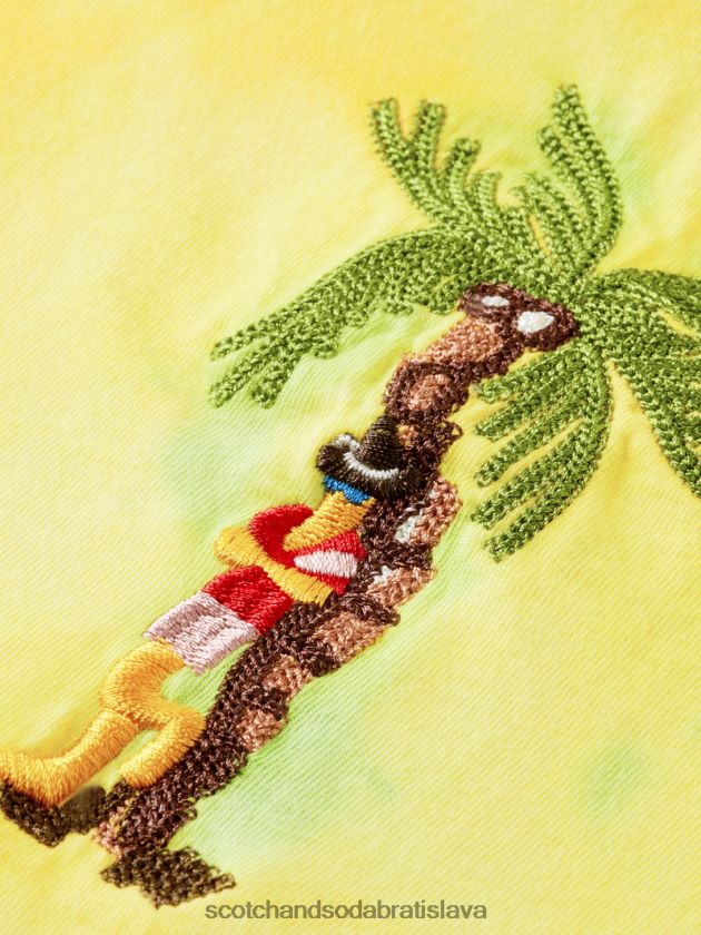 muži oblečenie žltá farba na kravaty Scotch & Soda vyšívané tričko s vyšívaným motívom 4ZV00D438