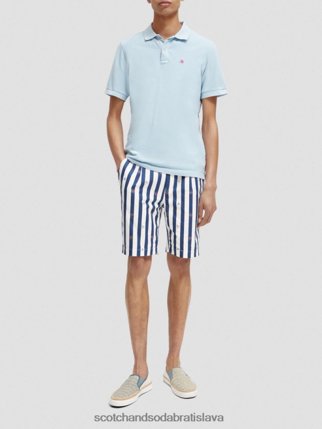 muži oblečenie morská modrá Scotch & Soda Pique polo z organickej bavlny farbené na odeve 4ZV00D401