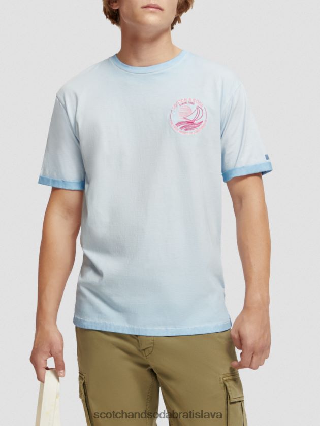 muži oblečenie morská modrá Scotch & Soda za studena farbené umelecké tričko 4ZV00D378