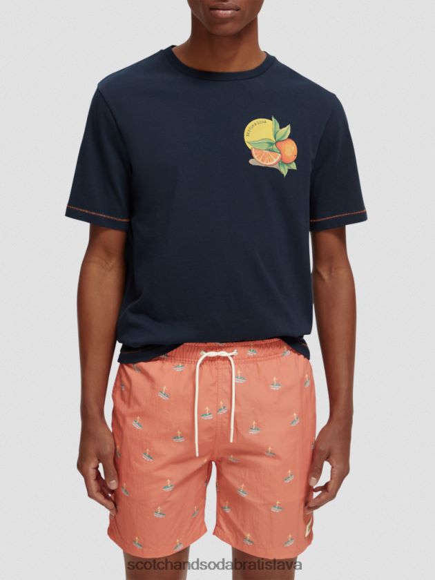 muži oblečenie námorníctvo Scotch & Soda Umelecké tričko bežného strihu 4ZV00D434