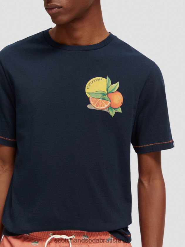 muži oblečenie námorníctvo Scotch & Soda Umelecké tričko bežného strihu 4ZV00D434