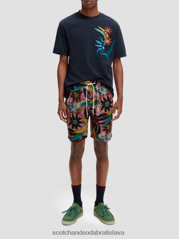 muži oblečenie noc Scotch & Soda organické tričko uvoľneného strihu s kvetinovou výšivkou 4ZV00D352