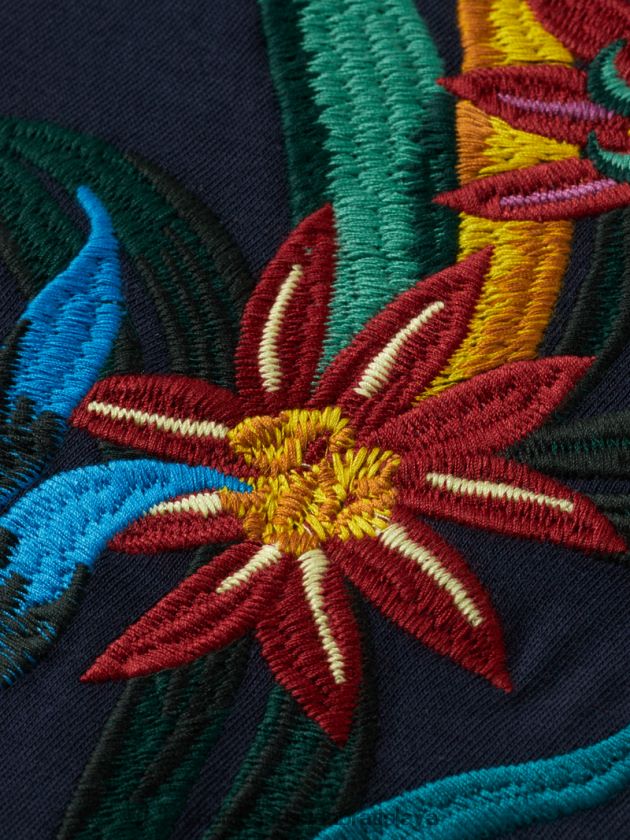 muži oblečenie noc Scotch & Soda organické tričko uvoľneného strihu s kvetinovou výšivkou 4ZV00D352