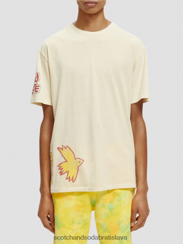 muži oblečenie off white Scotch & Soda vyprané umelecké tričko 4ZV00D446