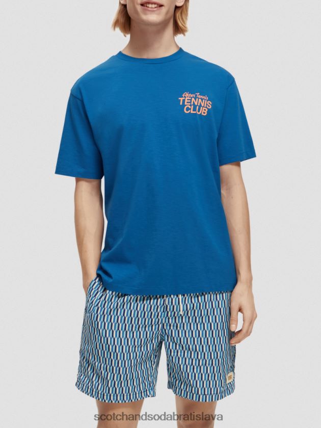 muži oblečenie riviéra modrá Scotch & Soda tričko s grafikou uvoľneného strihu 4ZV00D456