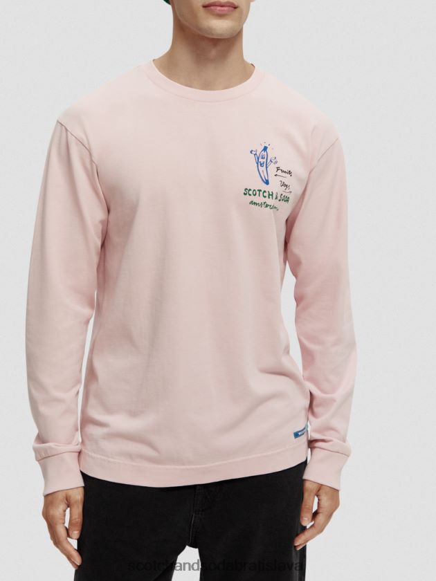 muži oblečenie ruža Scotch & Soda Umelecké tričko s dlhým rukávom z organickej bavlny 4ZV00D392