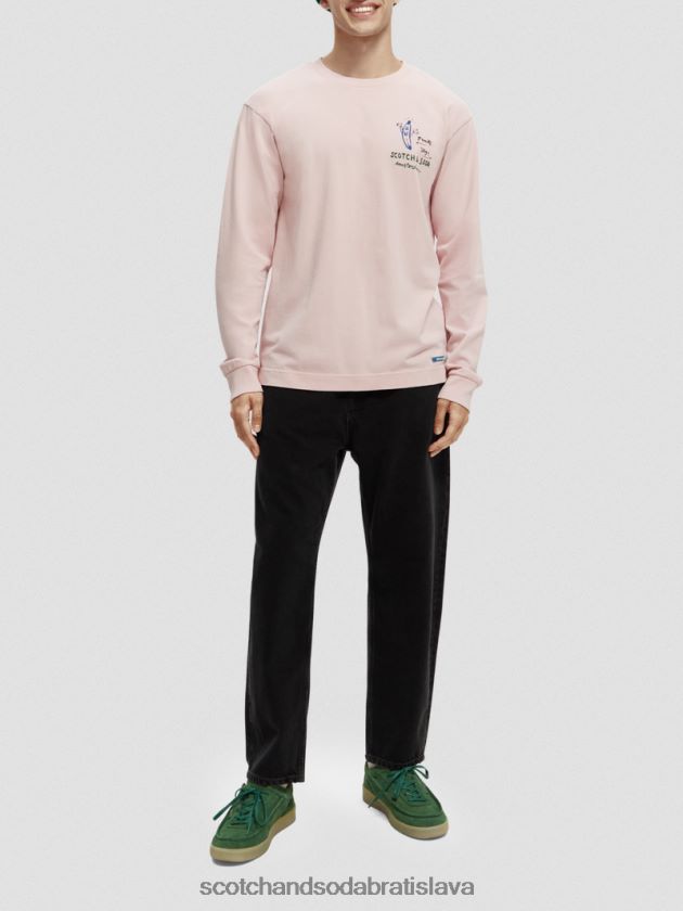 muži oblečenie ruža Scotch & Soda Umelecké tričko s dlhým rukávom z organickej bavlny 4ZV00D392