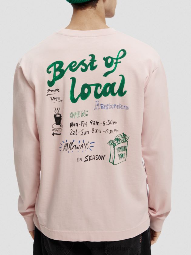 muži oblečenie ruža Scotch & Soda Umelecké tričko s dlhým rukávom z organickej bavlny 4ZV00D392