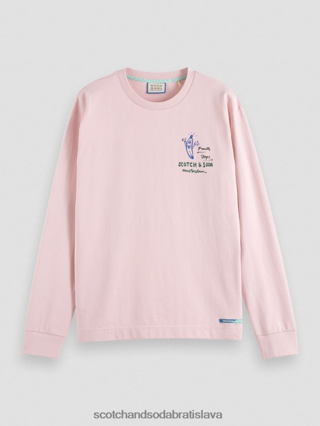 muži oblečenie ruža Scotch & Soda Umelecké tričko s dlhým rukávom z organickej bavlny 4ZV00D392