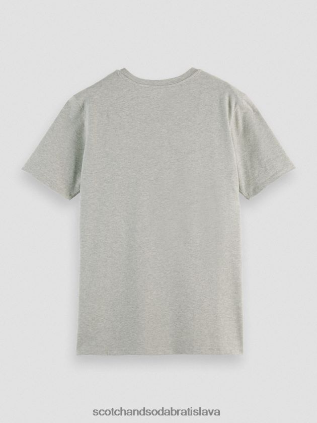 muži oblečenie sivá melanž Scotch & Soda tričko s výstrihom z organickej bavlny 4ZV00D444