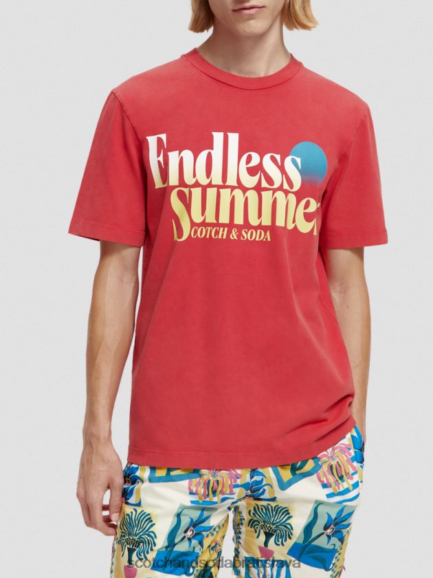 muži oblečenie tulipán červený Scotch & Soda Umelecké tričko bežného strihu 4ZV00D357