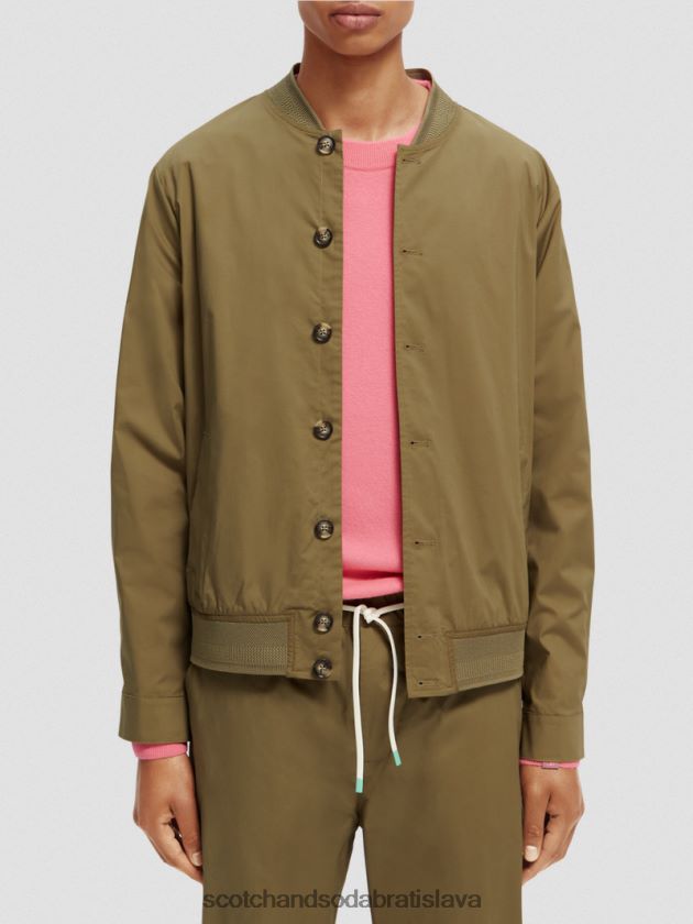 muži oblečenie kaki Scotch & Soda ľahký popelínový blúzok z organickej bavlny 4ZV00D565