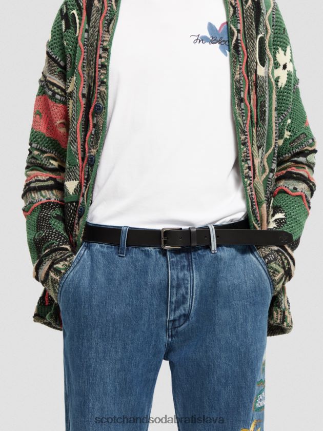 muži príslušenstvo čierna Scotch & Soda kožený opasok 4ZV00D722
