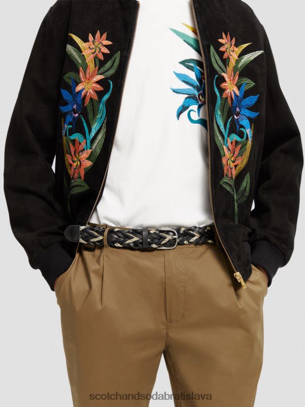 muži príslušenstvo čierna Scotch & Soda pletený kožený a šnúrový opasok 4ZV00D719