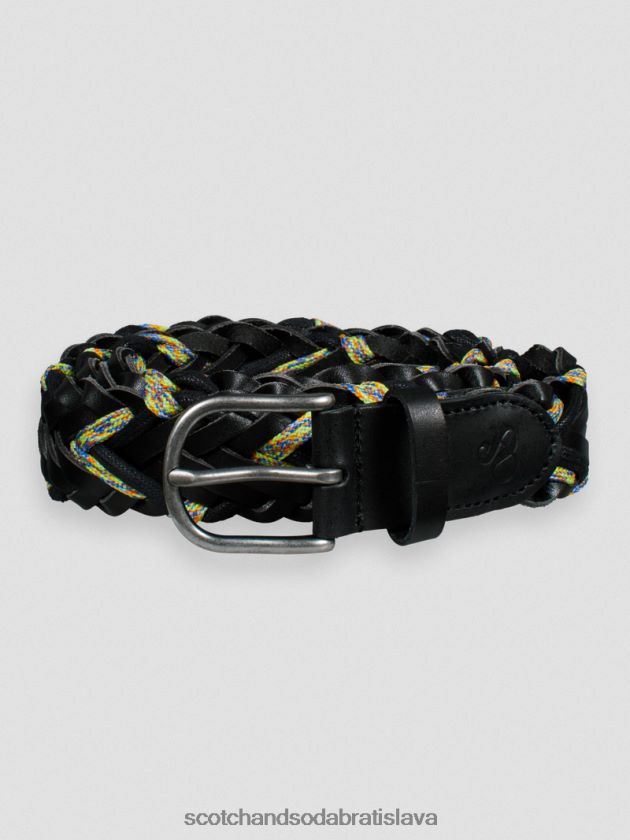 muži príslušenstvo čierna Scotch & Soda pletený kožený a šnúrový opasok 4ZV00D719