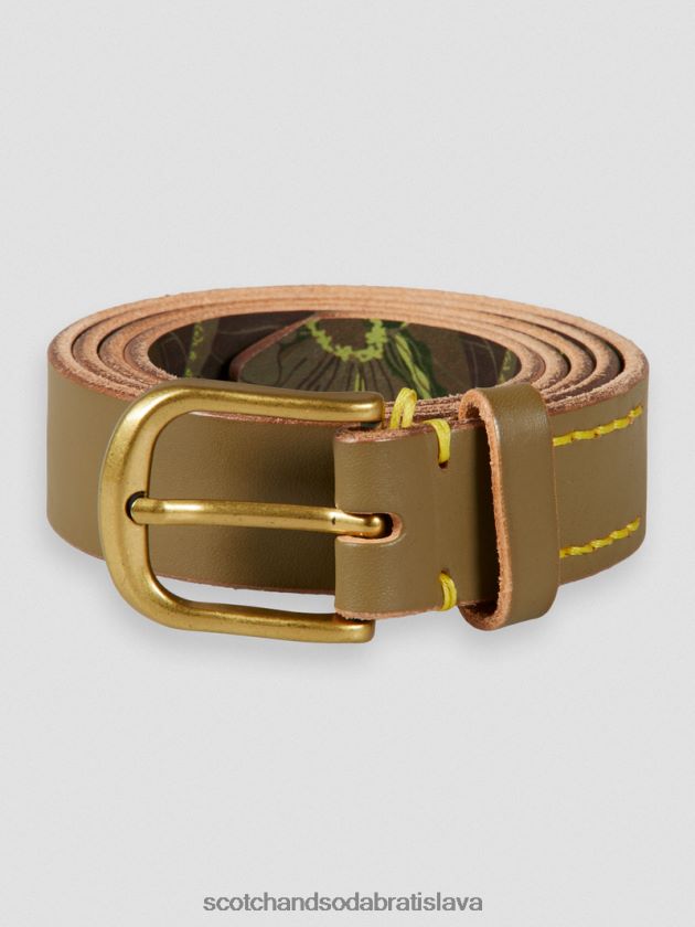 muži príslušenstvo kaki Scotch & Soda kožený opasok 4ZV00D718