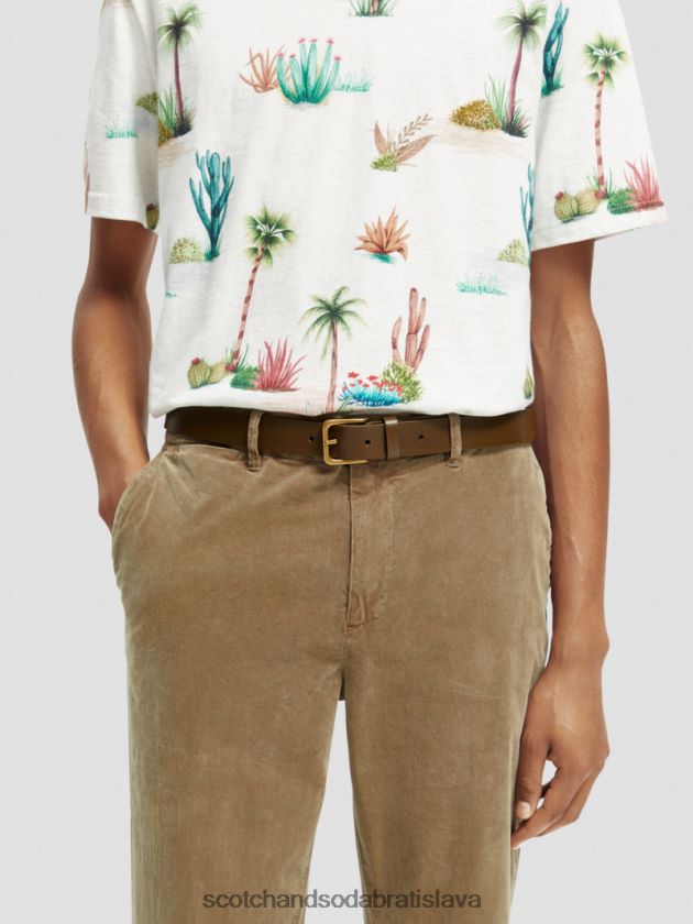 muži príslušenstvo kaki Scotch & Soda kožený opasok 4ZV00D721