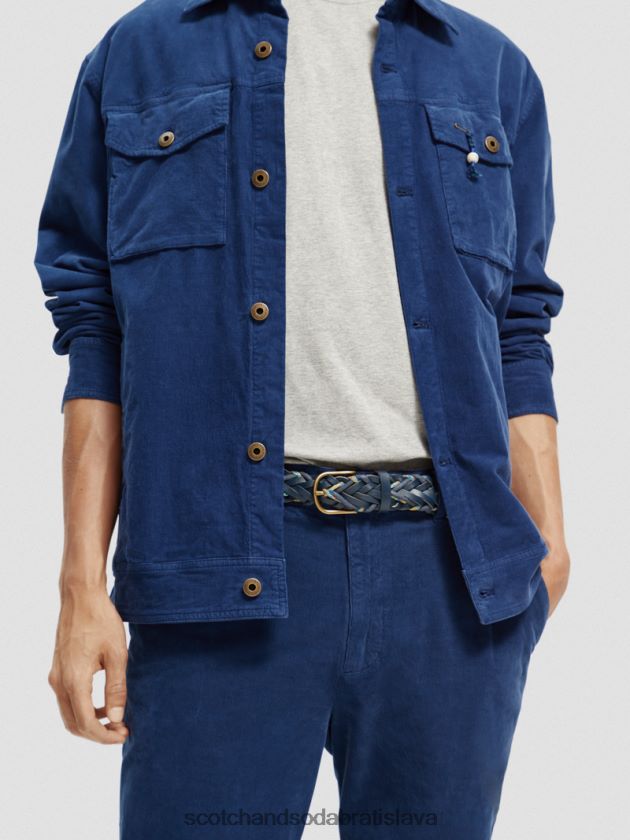 muži príslušenstvo námorný Scotch & Soda pletený kožený a šnúrový opasok 4ZV00D720