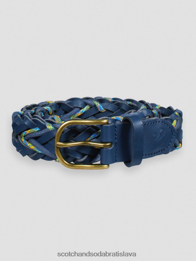 muži príslušenstvo námorný Scotch & Soda pletený kožený a šnúrový opasok 4ZV00D720