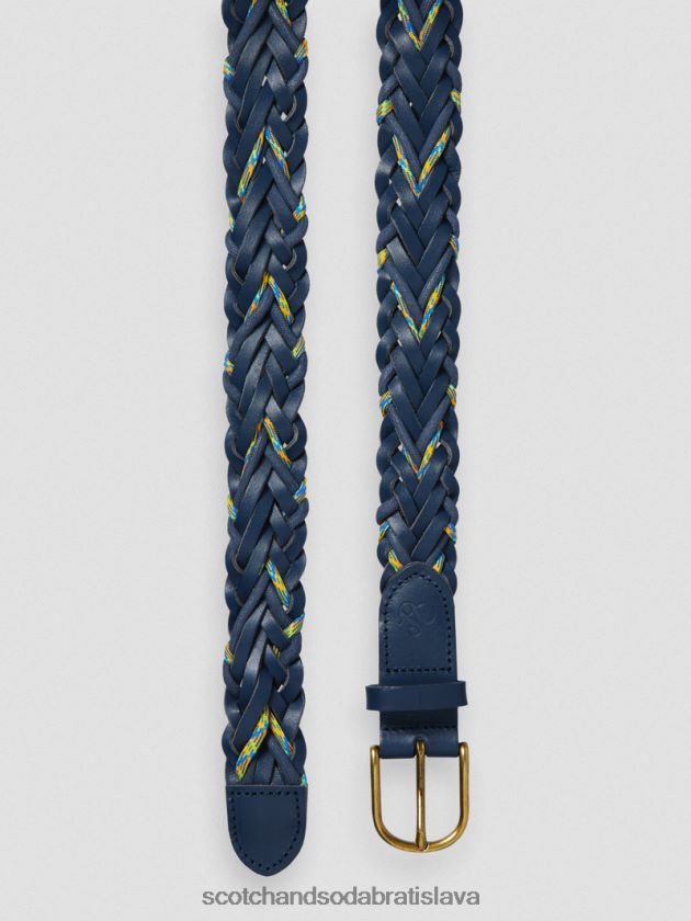 muži príslušenstvo námorný Scotch & Soda pletený kožený a šnúrový opasok 4ZV00D720