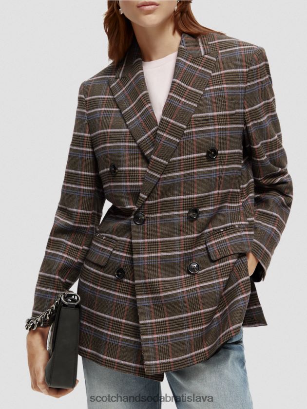 ženy oblečenie dedičný pop Scotch & Soda dedičný dvojradový károvaný blejzer 4ZV00D180