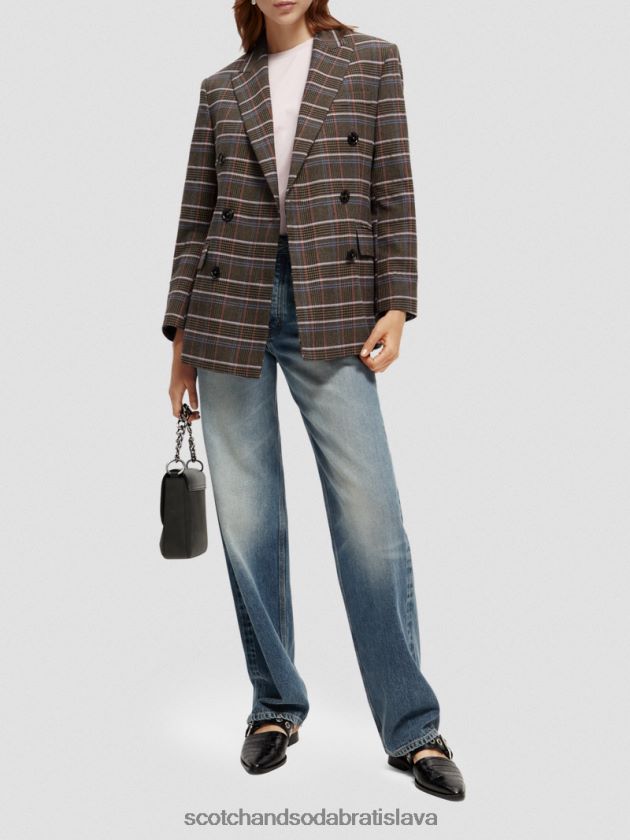 ženy oblečenie dedičný pop Scotch & Soda dedičný dvojradový károvaný blejzer 4ZV00D180