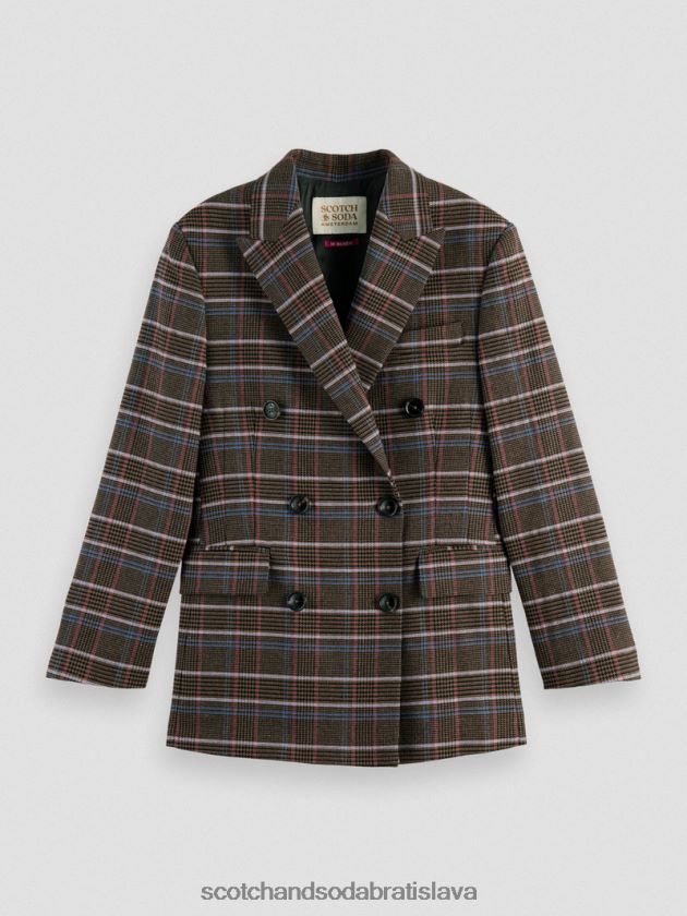 ženy oblečenie dedičný pop Scotch & Soda dedičný dvojradový károvaný blejzer 4ZV00D180