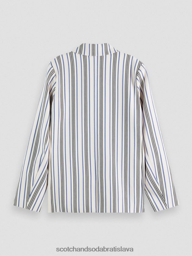 ženy oblečenie modré ružové pruhy Scotch & Soda dvojradové pruhované sako 4ZV00D172