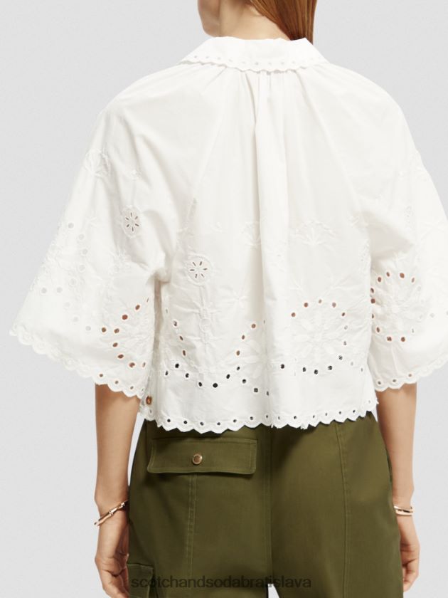 ženy oblečenie biely Scotch & Soda broderie anglaise crop top 4ZV00D40