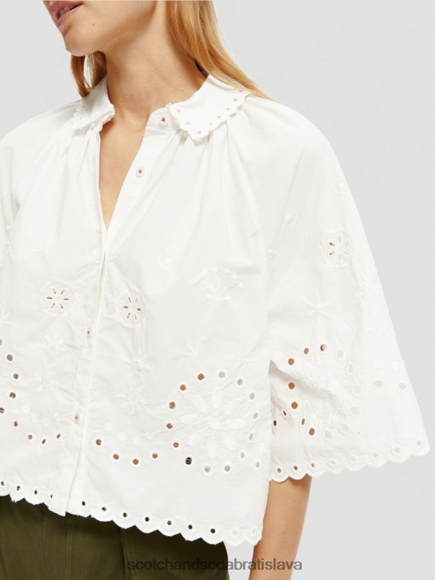 ženy oblečenie biely Scotch & Soda broderie anglaise crop top 4ZV00D40