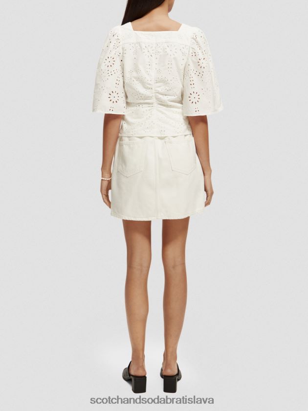 ženy oblečenie biely Scotch & Soda top z organickej bavlny s vlnitými rukávmi 4ZV00D50