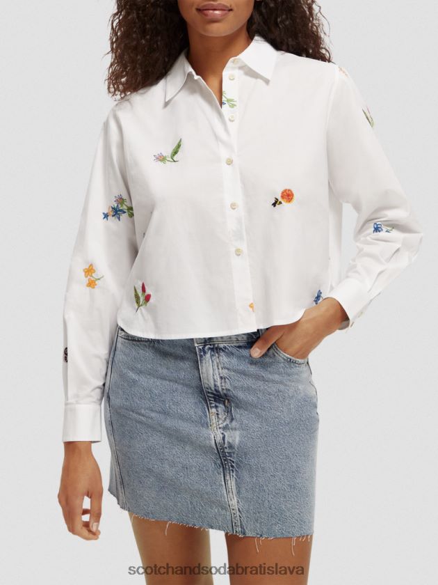 ženy oblečenie biely Scotch & Soda vyšívaná košeľa boxy fit z organickej bavlny 4ZV00D41