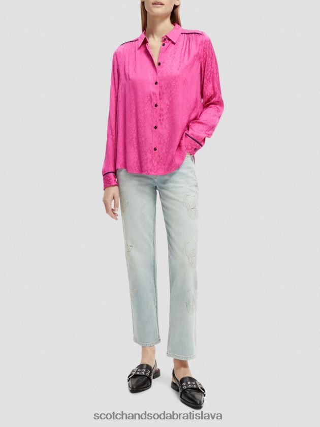 ženy oblečenie fuchsiová Scotch & Soda slim fit košeľa s trubicou 4ZV00D54